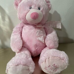 GANZ Pink Plush Teddy Bear with Bow